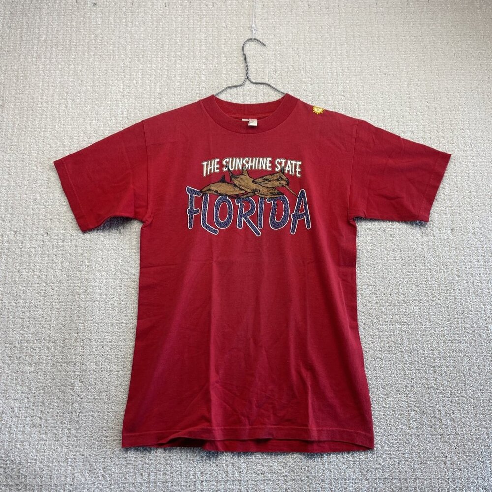 VTG 90s Florida The Sunshine State T-Shirt Sharks Graphic Tee Mens M USA Made